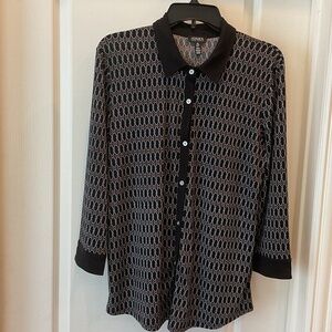JONES NEW YORK Black, White, Red and Blue Women’s Blouse